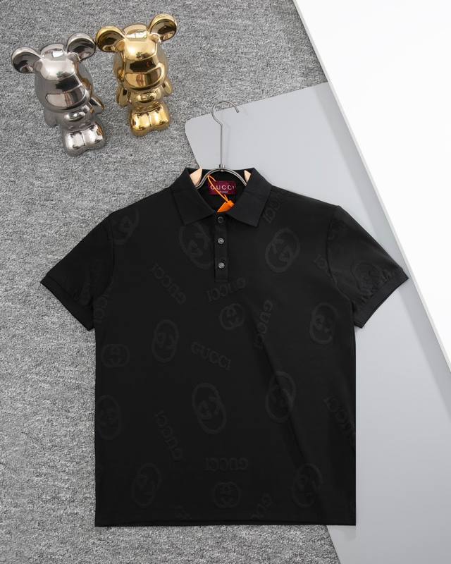 Gucci fabric Polo short sleeves fabric jacquard letter logo official synchroniza