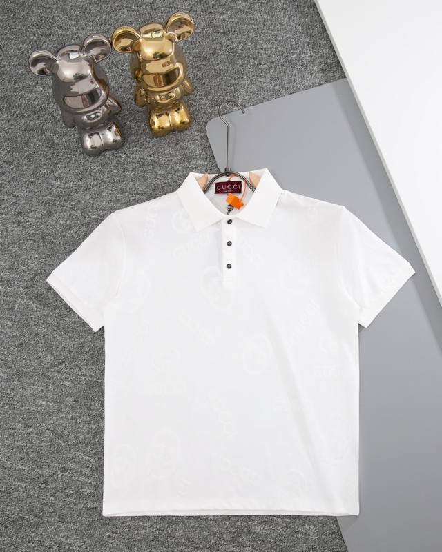 Gucci fabric Polo short sleeves fabric jacquard letter logo official synchroniza