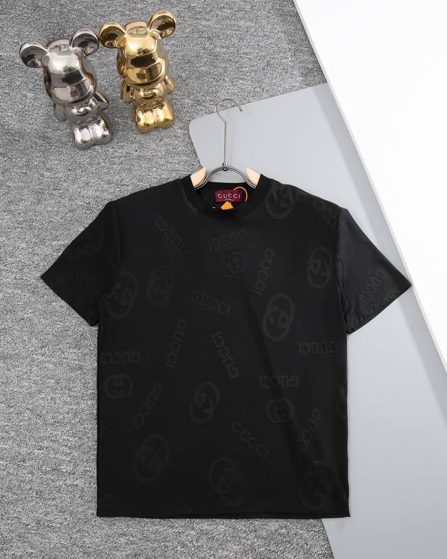 Gucci round neck short sleeve T-shirt fabric jacquard letter logo official synch