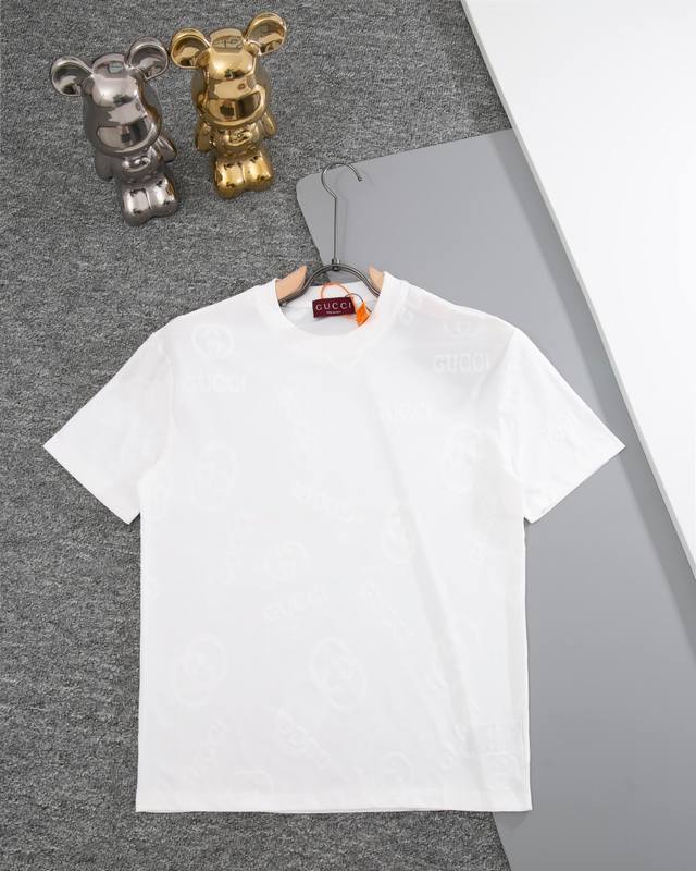 Gucci round neck short sleeve T-shirt fabric jacquard letter logo official synch