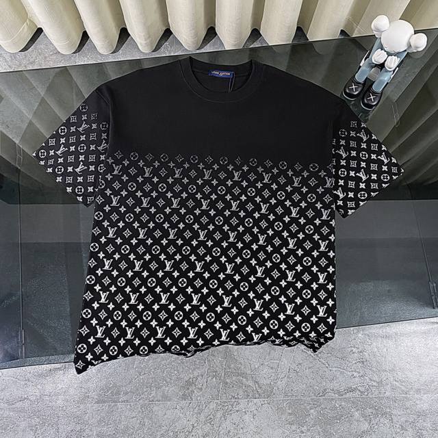 Louis Vuitton Lv 2025 summer new style gradient full print logo short sleeve rou