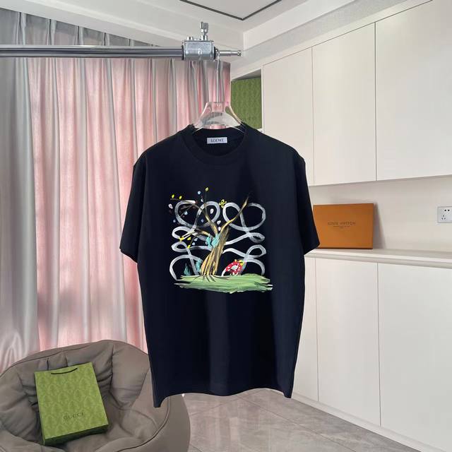 Loew*Loewe 2025 summer new personalized letter logo printing custom fabric 300G