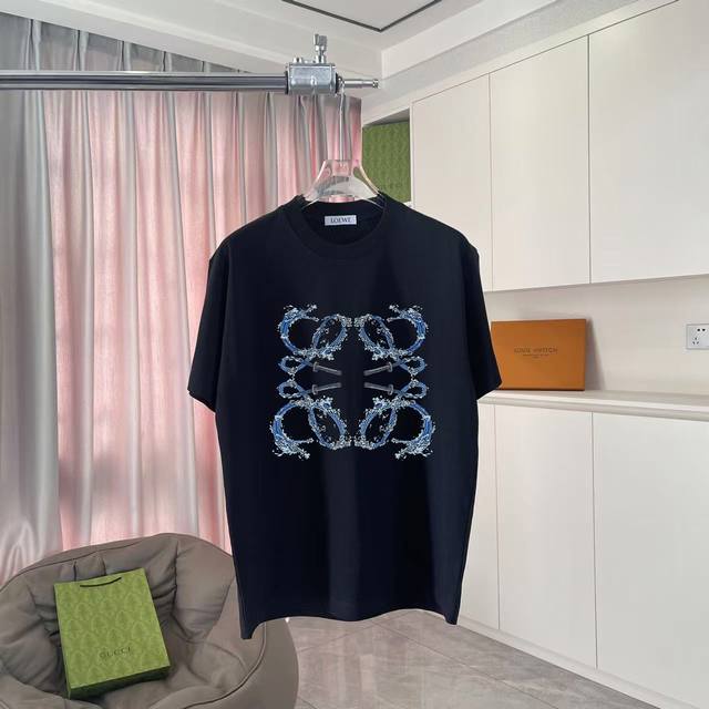 Loew*Loewe 2025 summer new personalized letter logo printing custom fabric 300G