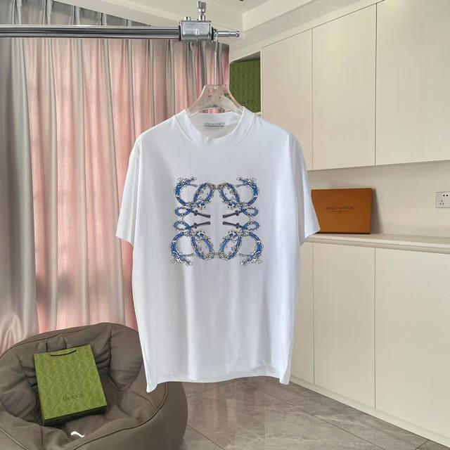 Loew*Loewe 2025 summer new personalized letter logo printing custom fabric 300G
