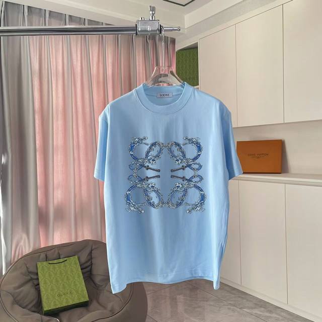 Loew*Loewe 2025 summer new personalized letter logo printing custom fabric 300G