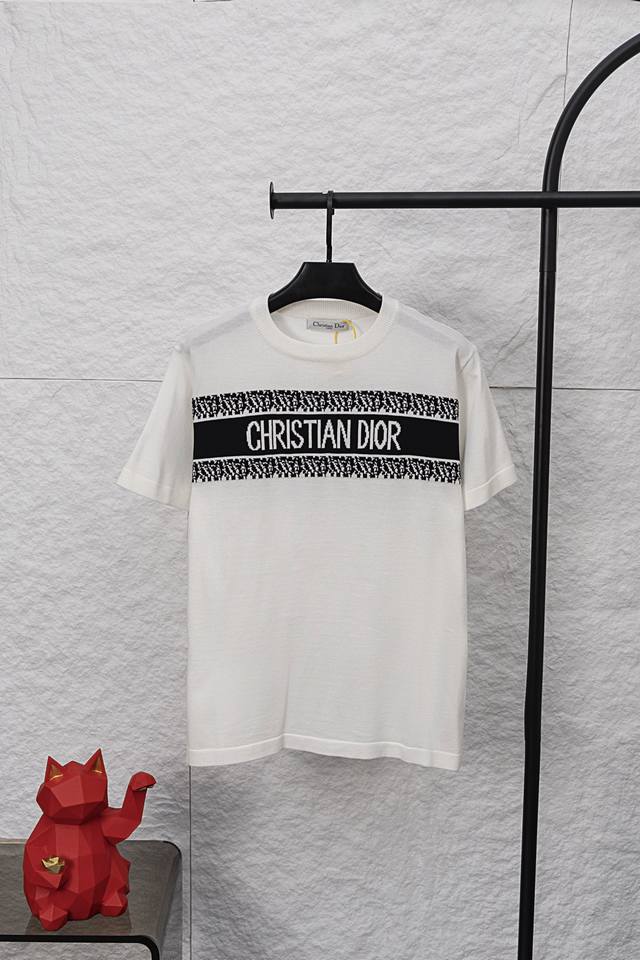 Style No. F033 Dior classic new logo stripe contrast jacquard knitted wool short