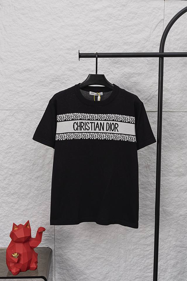 Style No. F033 Dior's new classic logo stripe contrast jacquard knitted wool sho