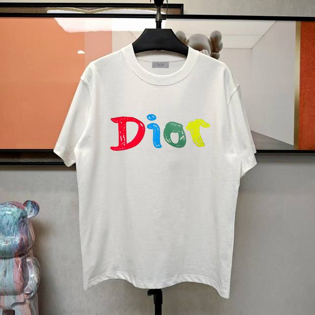 Dior 25Ss early spring new thick rubber letter logo short sleeve round neck T-sh