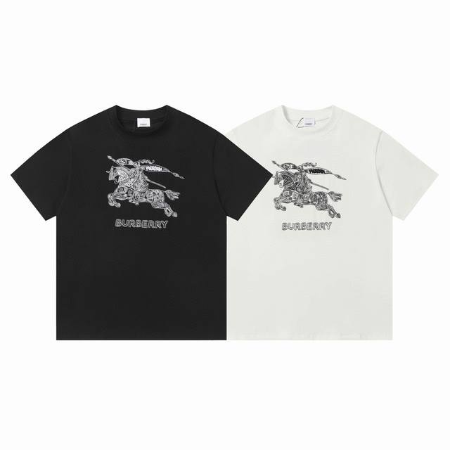 Style number: 702 Burberry knight embroidered short-sleeved T-shirt, the same st