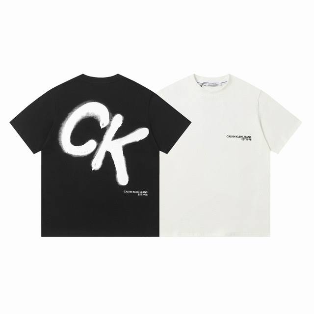 Style No.: 917 Calvin Kleinck graffiti letter print short-sleeved T-shirt 260g d