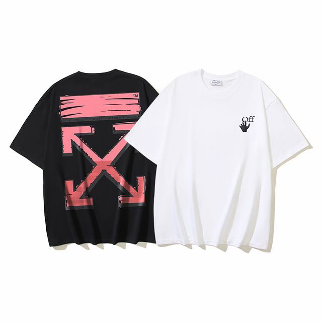 1182# Off-White Cotton 260G Heavy Graffiti Arrow Print Short Sleeve T-shirt Blac