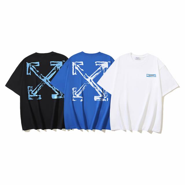 1184# Off-White Cotton 260G Heavy Graffiti Arrow Short Sleeve T-shirt Black Whit