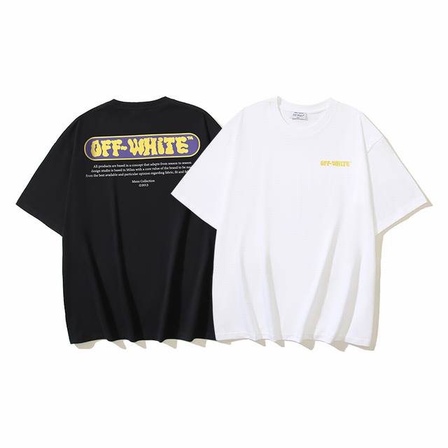 1170# Off-White Cotton 260G Heavy Skate Logo Printed Short Sleeve T-shirt Black