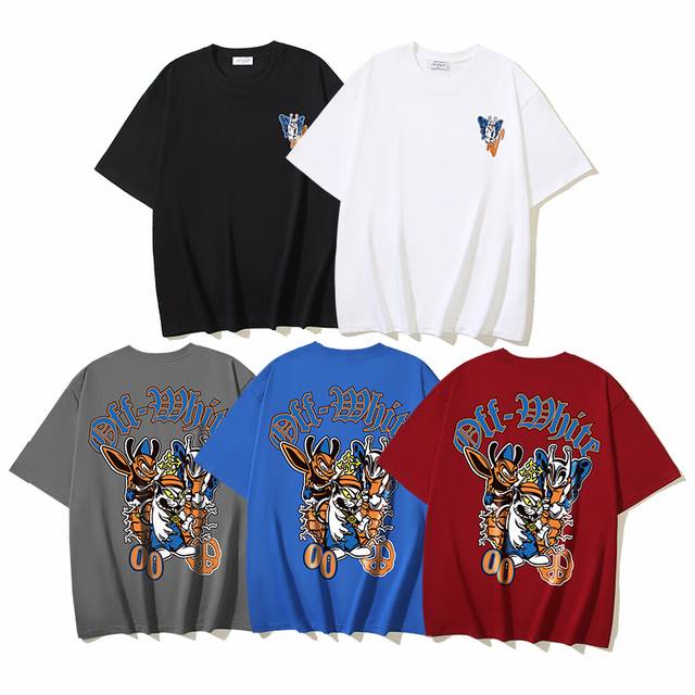1173# Off-White Cotton 260G Heavy Gang Skate Butterfly Mouse Bee Printed Short S
