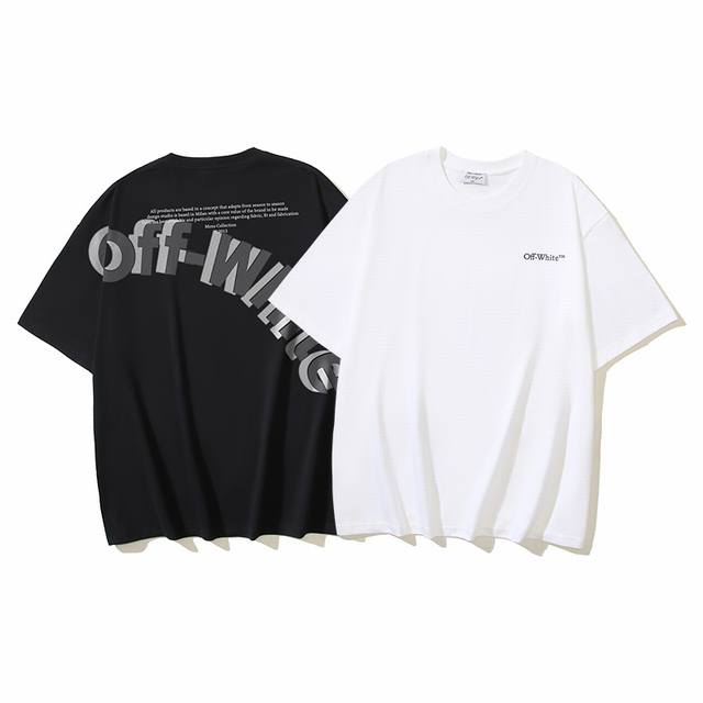 1176# Off-White pure cotton 260G heavyweight large oblique logo printed short-sl