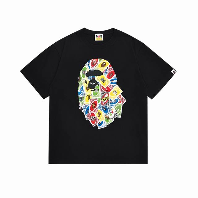 Sc005# Bape colorful ape head playing card print men and women pure cotton loose