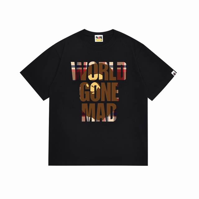 Sc126# Top version Bape plaid letter ape head print short-sleeved T-shirt Made o