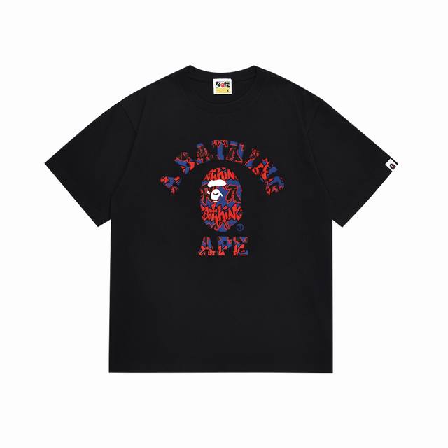 Sc123# Top version Bape ape head letter print short-sleeved T-shirt Made of 260g