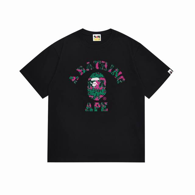 Sc122# Top version Bape ape head letter print short-sleeved T-shirt Made of 260g