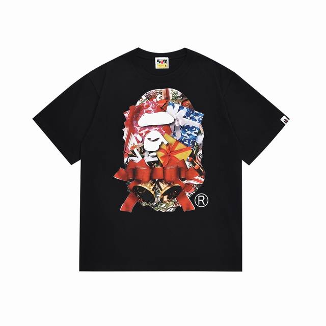 Sc113# Top version Bape Christmas bell gift box ape head printed short-sleeved T