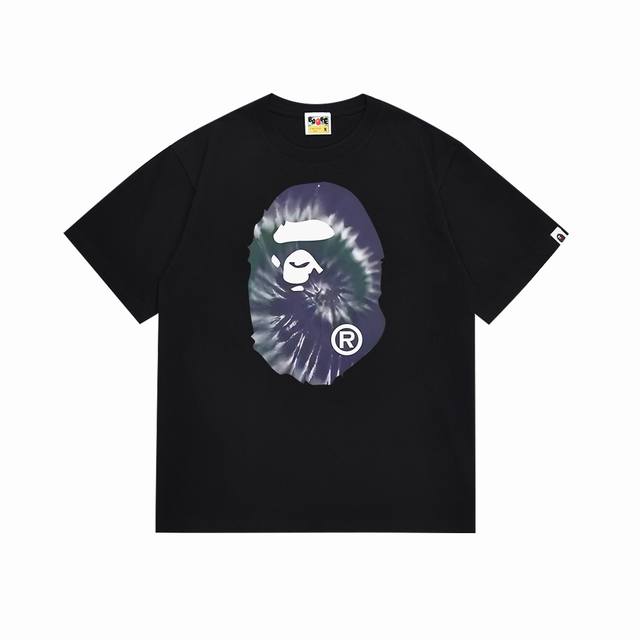 Sc107# Top version Bape tie-dye ape head print short-sleeved T-shirt Made of 260