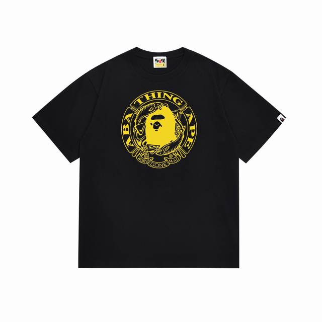 Sc097# Top version Bape ape head Pisces letter round seal printed short-sleeved