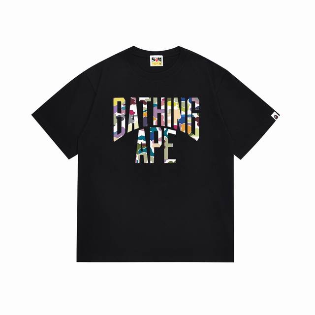 Sc091# Top version Bape multi-color camouflage print pattern letter short-sleeve