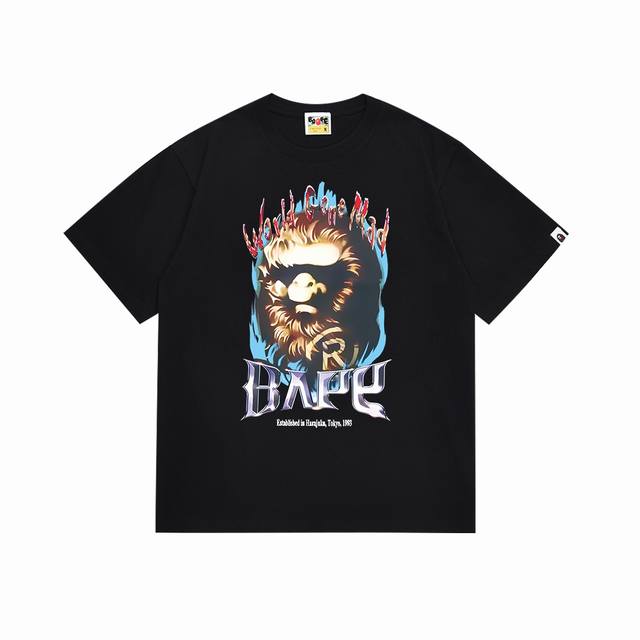 Sc088# Top version Bape ape head letter print pattern solid color short-sleeved