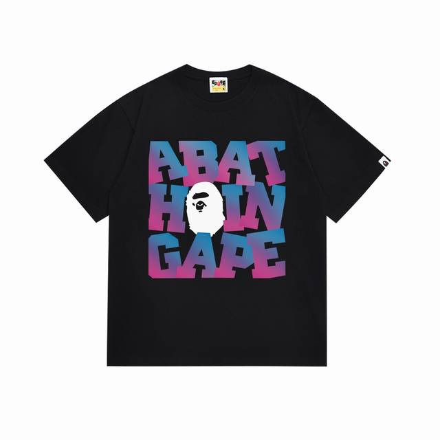 Sc086# Top version Bape ape head gradient letter print short-sleeved T-shirt Mad