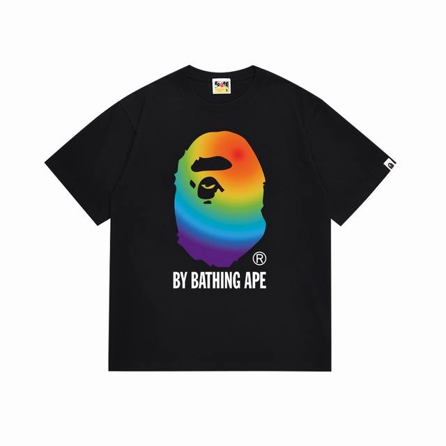 Sc082# Top version Bape colorful ape head letter print short-sleeved T-shirt Mad
