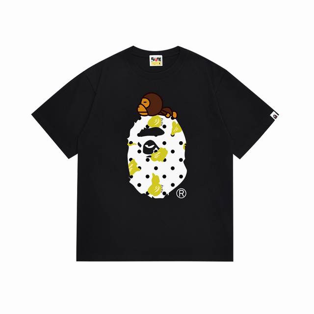 Sc081# Top version Bape Ape Head Polka Dot Pattern Baby Milo Printed Short Sleev