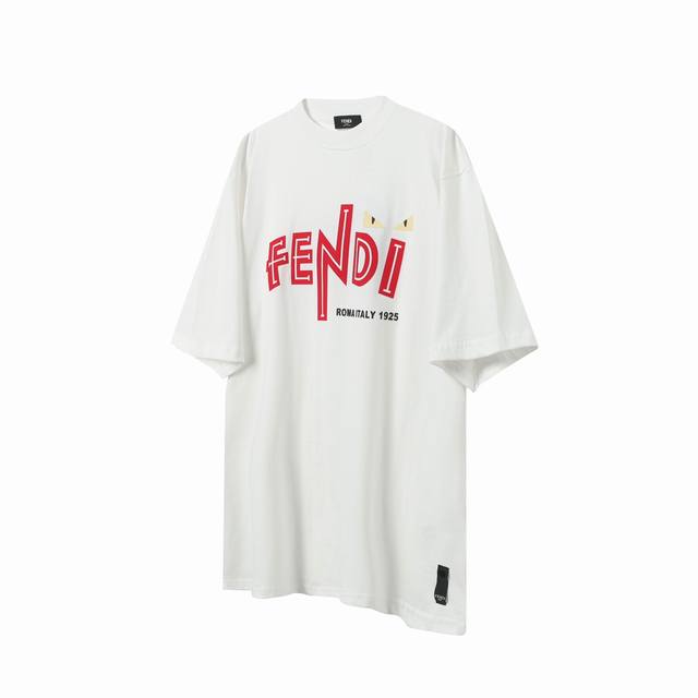 F25 Fendi Fendi 25Ss flocked eye short-sleeved T-shirt Super heavy suede flockin