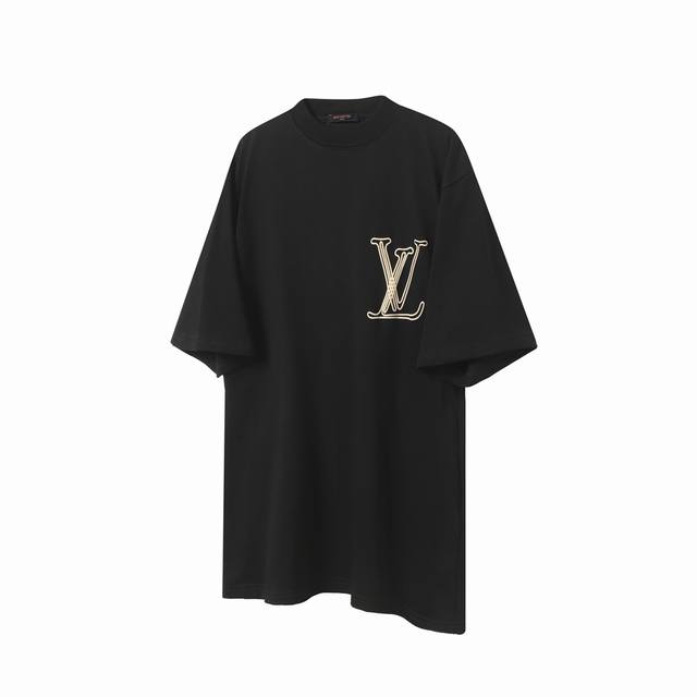 L69 Lv Louis Vuitton 25Ss wave line foam short-sleeved T-shirt Super heavy suede