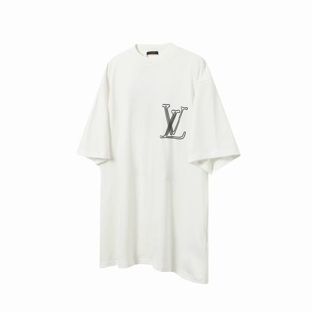 L69 Lv Louis Vuitton 25Ss wave line foam short-sleeved T-shirt Super heavy suede