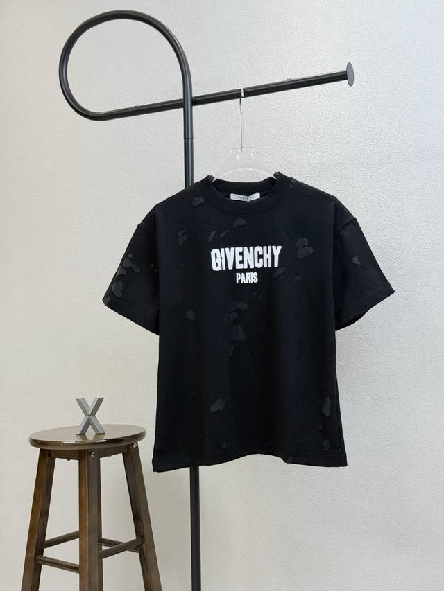 Style No. X192 Givenchy Givenchy burnt flower hole letter print round neck short