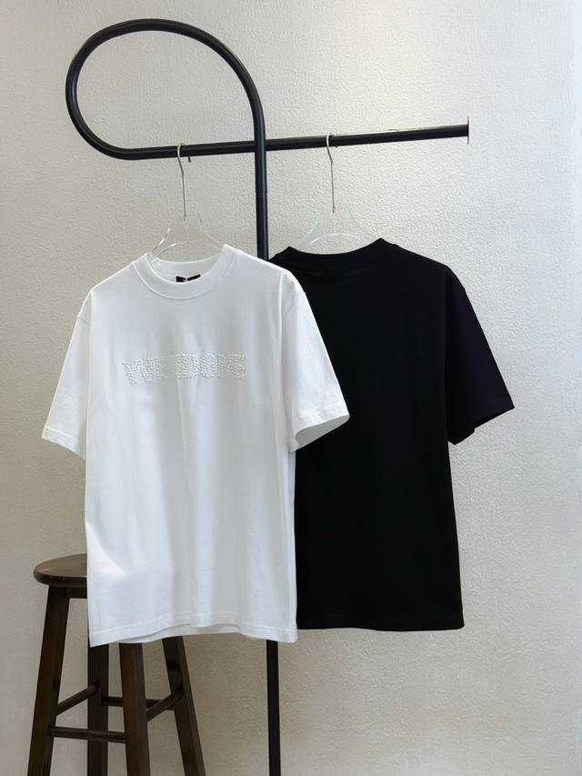 Style No. X205 We11Done classic letter pearl hot stamp round neck short sleeves