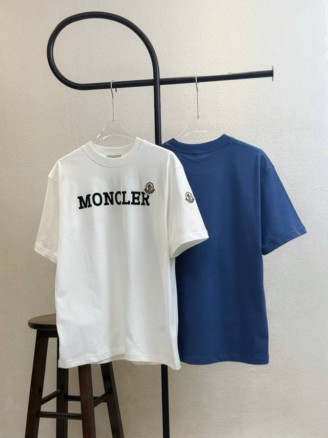 Style No. X203 Moncler flocked letter small label printed round neck short sleev