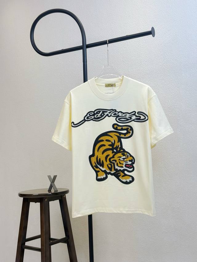 Style No. X199 Ed Hardy's Tiger Downhill Letter Watermark Hot Diamond Round Neck