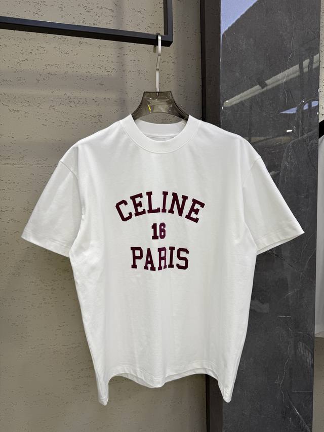 Ce Celine No. 16 printed letter logo pattern T-shirt Small neckline design Simpl
