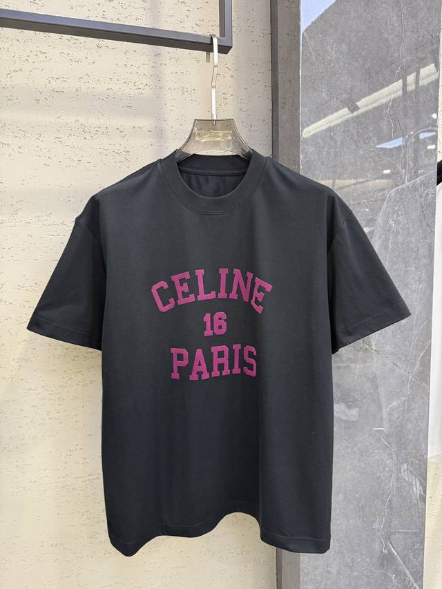 Ce Celine No. 16 printed letter logo pattern T-shirt Small neckline design Simpl