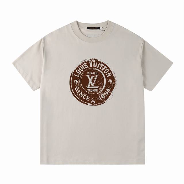 Lv 25Ss Spring and Summer Printed Short T Series -Lv Hand-painted Badge T-shirt