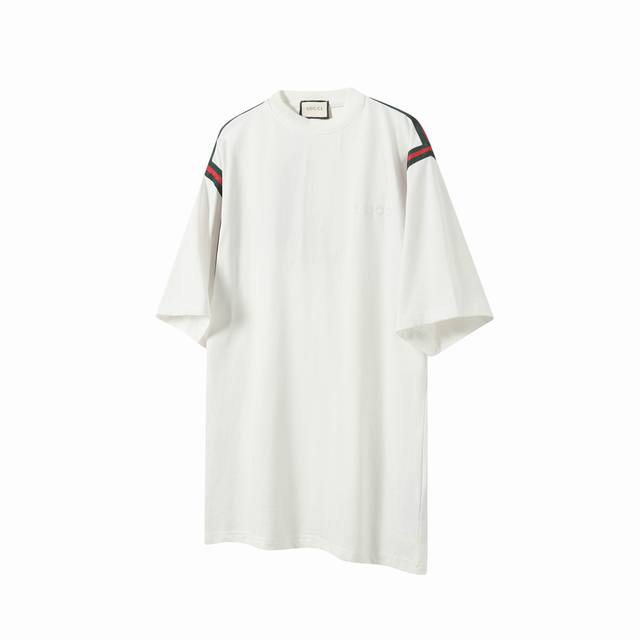 G31 Gucci 25Ss red and green ribbon embroidered logo short-sleeved T-shirt The d