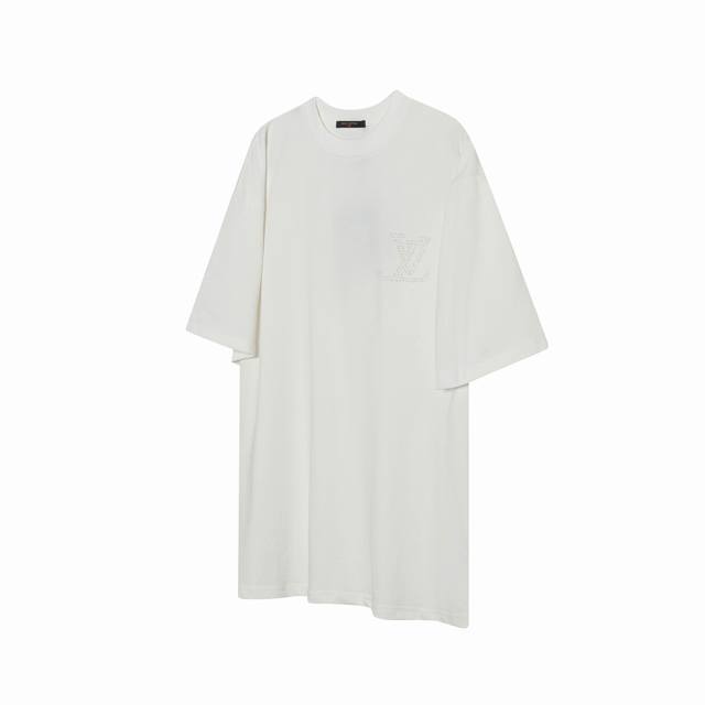 L53 Lv Louis Vuitton 25Ss pearl hot bead Logo short sleeve The fabric is made of