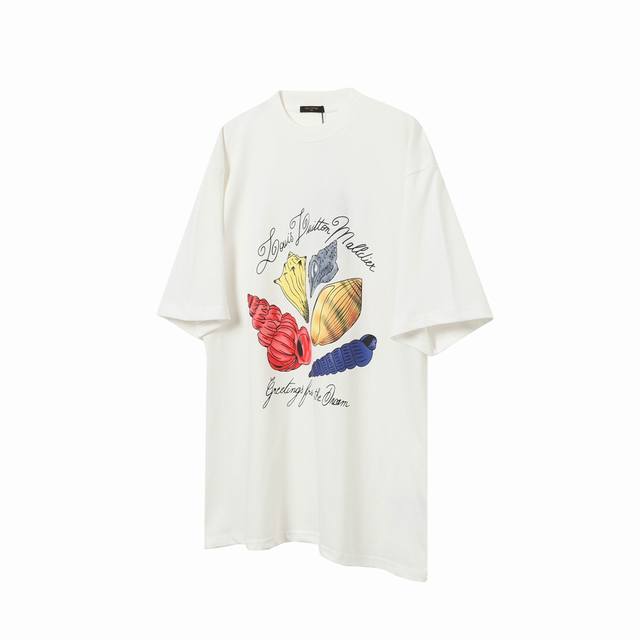 L63 Lv Louis Vuitton 25Ss conch shell graffiti print short-sleeved T-shirt The p