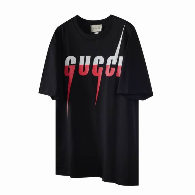 G13 Gucci 19Ss lightning print short sleeves Made of 280g long-staple cotton mat