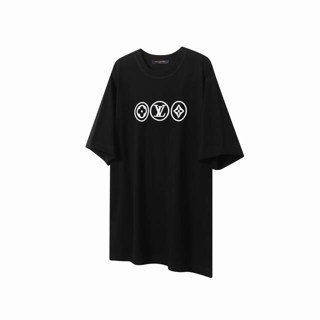 L61 Lv Louis Vuitton 25Ss three-ring embroidered short-sleeved T-shirt The fabri
