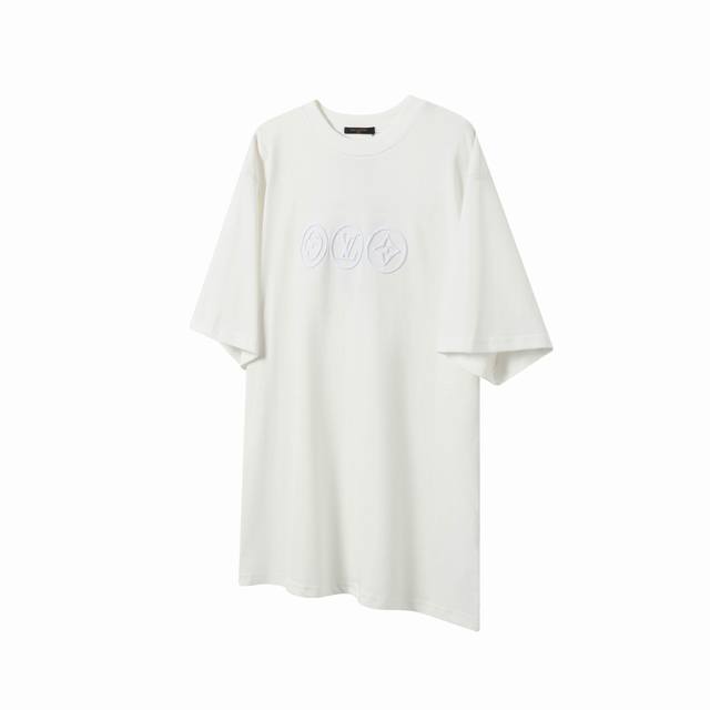 L61 Lv Louis Vuitton 25Ss three-ring embroidered short-sleeved T-shirt The fabri