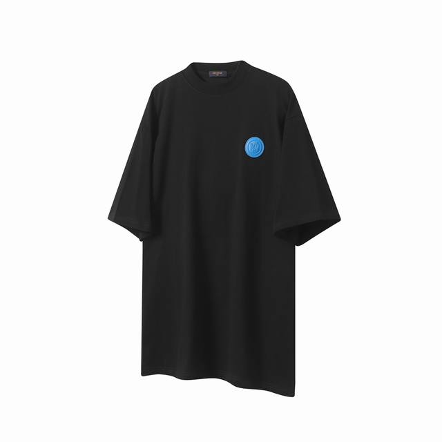 L60 Lv Louis Vuitton 25Ss blue leather small label short-sleeved T-shirt An invi