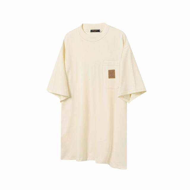 L60 Lv Louis Vuitton 25Ss pocket leather small logo short-sleeved T-shirt An inv