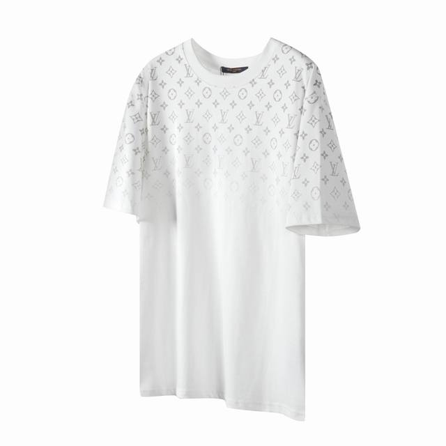 L18 Lv Louis Vuitton 23Fw gradient old flower letter print short sleeves 280g 32